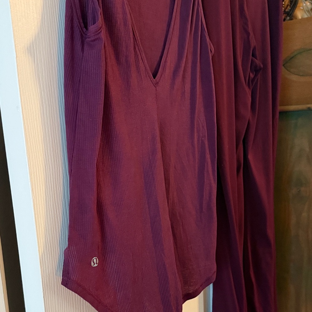 EUC Lululemon top & Quince Purple Pants